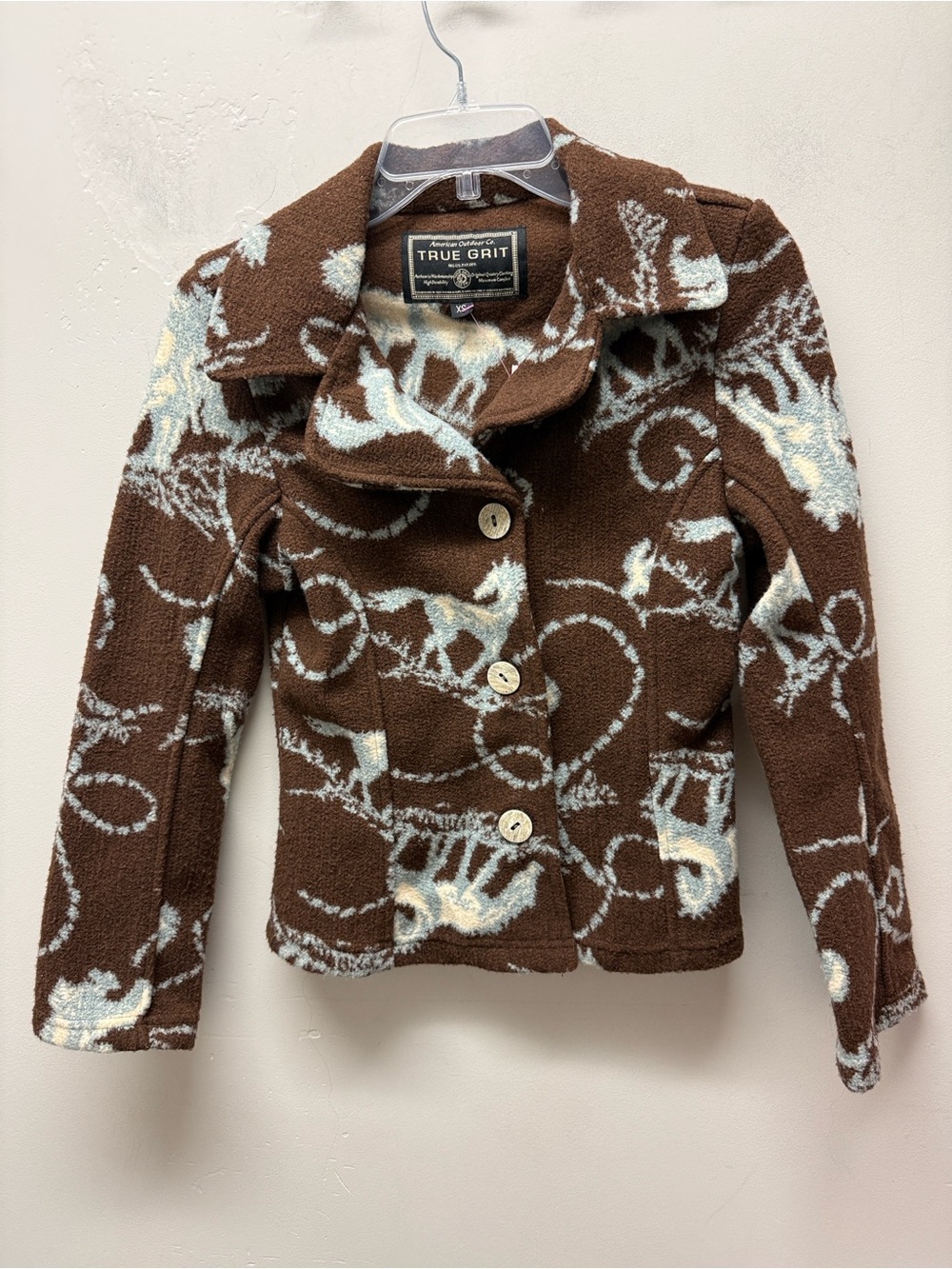 True Grit Brown & Cream Patterned Girls' Jacket